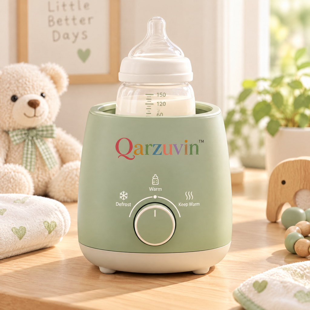 Qarzuvin™ 3-in-1 Baby Bottle Warmer – Fast &amp; Gentle Milk Warmer with Defrost, Warm &amp; 24H Keep Warm Functions for Breastmilk and Formula
