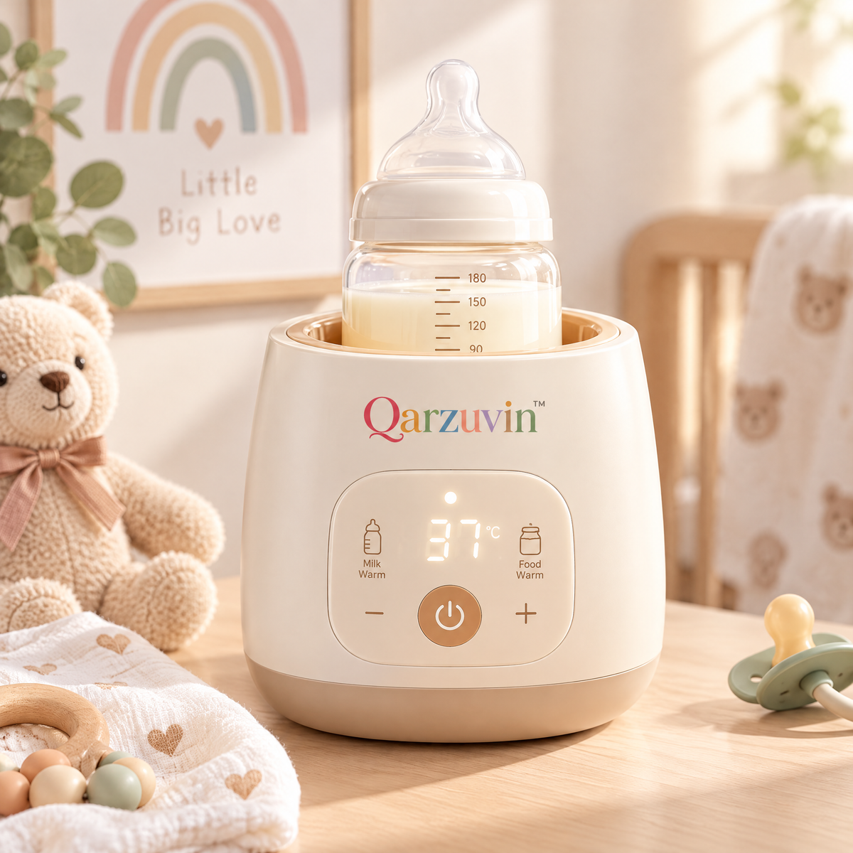 Qarzuvin™ 2-in-1 Digital Baby Bottle Warmer &amp; Food Heater with Precise LED Temperature Control, Fits Most Bottle Sizes