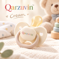 Qarzuvin™ Natural Soothing Baby Pacifier with Breathable Curved Shield &amp; Easy-Grip Ring – BPA-Free Infant Soother (Cream)